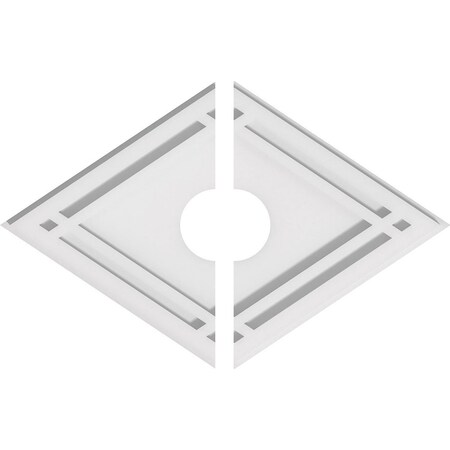 Ekena Millwork Diamond Architectural Grade PVC Ceiling Medallion, 18"W x 12"H x 3"ID x 6 1/4"C x 1"P, Two-Piece CMP18X12DD2-03000